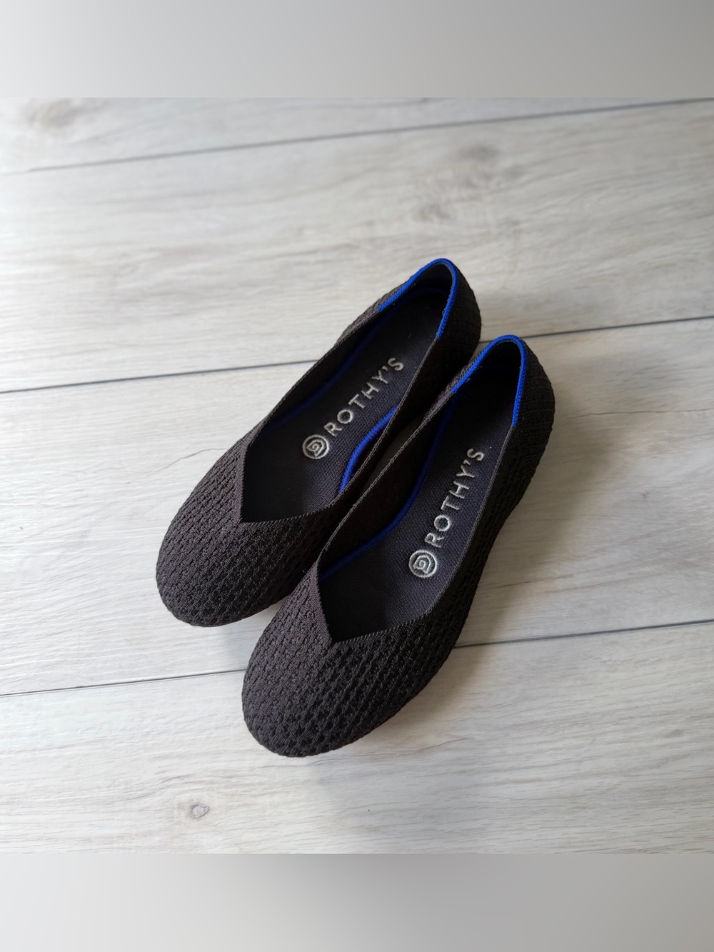 Rothy's Black Textured Ballet Flat 7 Comfortable Washable Light Bendable NWOT